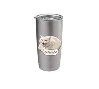 Funny Cheesy Cat Smile Meme Silly Weird Chubby Cat Face Stainless Steel Insulated Tumbler