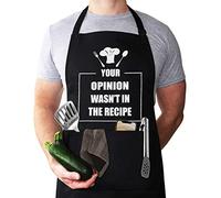 Funny Chef Apron for Men，Your Opinion Wasn't in The Recipe Funny Apron for Men & Women with 2 Tool Pockets Adjustable Neck Strap Waterproof and OilProof Best for Cooking, Grilling.