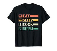 Funny Chef Head Chef Baker Chef Eat Sleep Cook Repeat T-Shirt