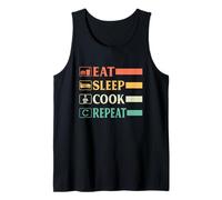Funny Chef Head Chef Baker Chef Eat Sleep Cook Repeat Tank Top