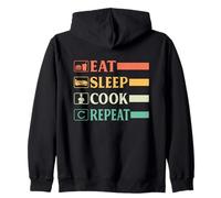 Funny Chef Head Chef Baker Chef Eat Sleep Cook Repeat Zip Hoodie