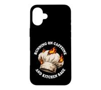 Funny Chef Running On Caffeine Kitchen Rage Hat Fire Humor Case for iPhone 16 Plus