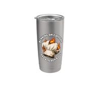 Funny Chef Running On Caffeine Kitchen Rage Hat Fire Humor Stainless Steel Insulated Tumbler
