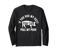Funny Chef T-Shirt Rub My Butt Pull My Pork BBQ Grill Gift Long Sleeve T-Shirt
