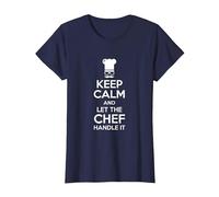 Funny Chef Tshirts Keep Calm and Let The Chef Handle It T-Shirt, Women, Navy Blue, X-Large