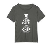 Funny Chef Tshirts Keep Calm and Let The Chef Handle It T-Shirt, Women's Plus, Asphalt Grey, 5X