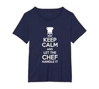 Funny Chef Tshirts Keep Calm and Let The Chef Handle It T-Shirt, Women's Plus, Navy Blue, 5X