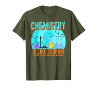 Funny Chemist Teacher Lab Student Chemistry is Like Cooking T-Shirt, Men, Olive Green, Medium