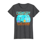 Funny Chemist Teacher Lab Student Chemistry is Like Cooking T-Shirt, Women, Dark Heather Grey, Small
