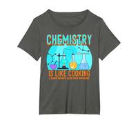 Funny Chemist Teacher Lab Student Chemistry is Like Cooking T-Shirt, Women's Plus, Asphalt Grey, 5X