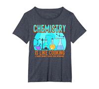 Funny Chemist Teacher Lab Student Chemistry is Like Cooking T-Shirt, Women's Plus, Heather Blue, 3X