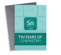 Funny Chemistry Pun Anniversary Card - 10 Years - Sn Tin Years Of Chemistry