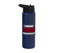Funny Chemistry Pun I Drink Wine Periodically Element Stainless Steel Insulated Water Bottle