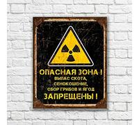 Funny Chernobyl Zone Sign Radiation Sign Chernobyl Stalker Warning Antique Plaque Antique Poster Bar Home Wall Decor Wall Decor Poster Metal Sign 8X12 Inches