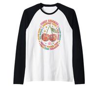 Funny Cherries Retro Groovy Summer Vibes Boho Sweetest Bites Raglan Baseball Tee