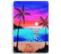 Funny Chic Tin Signs Palm Trees On Tropical Beach Wall Art Metal Hanging Sign Summer Beach Wall Decor For Beach Farmhouse Garden Garage Outdoor 20x30cm