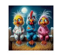 Funny Chick Art Puzzles for Adults 1000 Pieces, Fantasy Bird Chicken Aesthetic Jigsaw Puzzles, Magic Winter Stars Night Impossible Challenging Puzzle