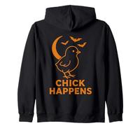 Funny Chick Happens Halloween Bat Moon Pun Zip Hoodie
