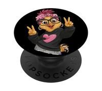 Funny Chick With Glasses Double Peace Sign Hipster Bird PopSockets Adhesive PopGrip