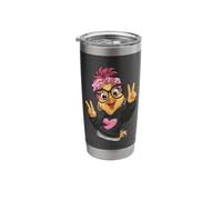 Funny Chick with Glasses Double Peace Sign Hipster Bird Stainless Steel Insulated Tumbler