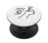 Funny Chicken Behave No Stubborn Meme Farm Animal Cartoon PopSockets Adhesive PopGrip