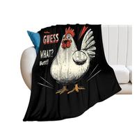 Funny Chicken Butt 250GSM Flannel Throws Blanket Lightweight Warm Fleece Knee Blankets for Bed Sofa 30"*40"(76 * 100cm)