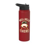 Funny Chicken Butt Design Well Hello There Farm Humor Stainless Steel Insulated Water Bottle