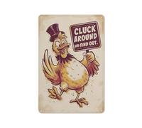 Funny Chicken Cluck Around And Find Out Metal Tin Sign for Home Farmhouse Chicken Coop Kicthen Art Wall Decoration Home Bar Kitchen Coffee Man Cave Garage Wall Decor Art Tin Sign 12x16 Inch