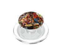 Funny Chicken Cooking Scene Rooster and Hen Chef Kitchen PopSockets PopGrip for MagSafe