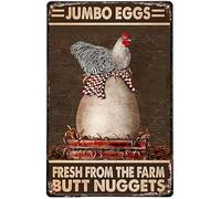 Funny Chicken Coop Decor Farmer Jumbo Eggs Fresh From The Farm Butt Nuggets Chicken Farmhouse Sign Funny Wall Signs Chicken Coop Decor For Home, Farm & Kitchen Rustic Poster'' Retro Metal Tin Sign 8X12 Inches