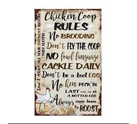 Funny Chicken Coop Rules Vintage Tin Signs Metal Wall Art No Brooding Don'T Fly The Coop Cackle Daily Retro Poster Farm Outdoor Decor Fence Poster Painting 8x12 inch