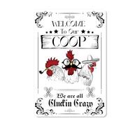 Funny Chicken Coop Sign, 11.81x7.87in Welcome to Our Coop Outdoor Metal Tinplate Sign Rooster Farm Accessories & Farmhouse Wall Decor for Chicken Lovers