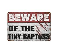 Funny Chicken Coop Sign Chicken Signs Beware Of The Tiny Raptors Chicken Coop Accessories Gifts for Chicken Lovers Metal Tin Signs for Home Farm Chicken Yard Decorations 8x12 Inch