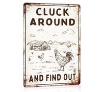 Funny Chicken Coop Signs Farmhouse Kitchen Wall Decor Accessories Rustic Home Garden Tin Sign Fence Decorations Outdoor Chickens Metal Farm Gifts Cluck Around And Find Out 8"x12"