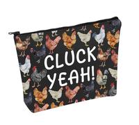 Funny Chicken Cosmetic Bag Cluck Yeah Cosmetic Bag Chicken Owner Makeup Bag Chicken Lover Gift (Cluck Yeah B)