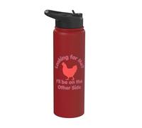 Funny Chicken Crossing Road Joke Other Side Stainless Steel Insulated Water Bottle