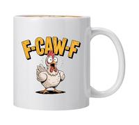 Funny Chicken Cup F-Caw-F - Howling Rooster Meme Mug | Farm Pet Coffee Mug, Gift For Dee Chicken Lovers, Dee Farm Coffee Cups, Hilarious Gift For Friends, Colleagues And Colleagues