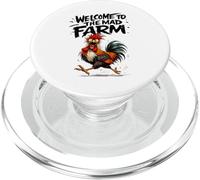 Funny Chicken Dad Welcome to the mad farm with Crazy Rooster PopSockets PopGrip for MagSafe