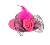 Funny Chicken Decorative Hat Mini Hem Feather Cap Ornament Stage Performance Prop Costume Head Accessories Pet Supplies Rose Red