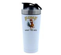 Funny Chicken Design | F-CAW-F What The Hell | Hilarious Farm Animal Gift | Perfect Gag Gift,500ml Aluminium Shaker Bottle for Supplement Shakes (White)