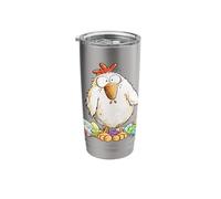 Funny Chicken Easter Design with Colorful Eggs Cartoon Stainless Steel Insulated Tumbler