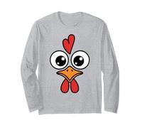 Funny Chicken Face Big Eyes Cartoon Rooster Halloween Outfit Long Sleeve T-Shirt