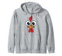 Funny Chicken Face Big Eyes Cartoon Rooster Halloween Outfit Zip Hoodie