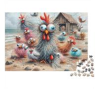 Funny Chicken Family 1000 Pc Premium Cardstock Jigsaw Puzzle for Couple Partners, Concentration Puzzle, Indoor Leisure Time, Perfect Housewarming Gift 38x26cm/1000pcs
