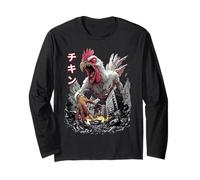 Funny Chicken Farm Farmer Kaiju Monster Japanese Long Sleeve T-Shirt