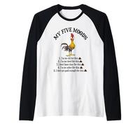 Funny Chicken Farmer - My Five Moods I'm Too Old for This Raglan Baseball Tee
