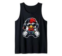 Funny Chicken Gamer Tee Gaming Headset Gamepad Video Games Tank Top
