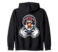 Funny Chicken Gamer Tee Gaming Headset Gamepad Video Games Zip Hoodie