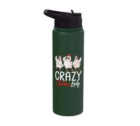 Funny Chicken Girl Crazy Chicken Lady Stainless Steel Insulated Water Bottle