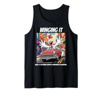 Funny Chicken Humor Cartoon Silly Chicken Driving Winging It Tank Top
